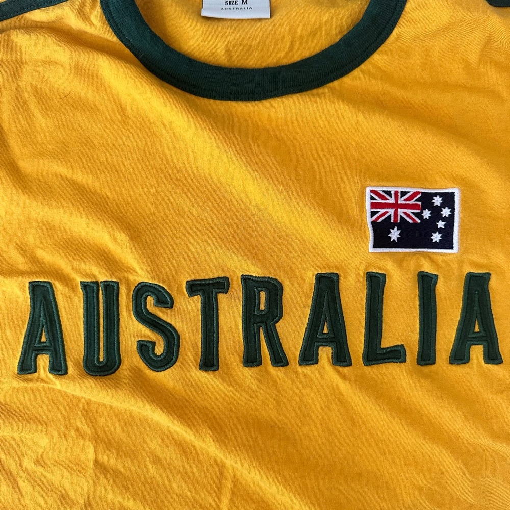 Yellow and Green Short Sleeve Tee with Bold Australia Design